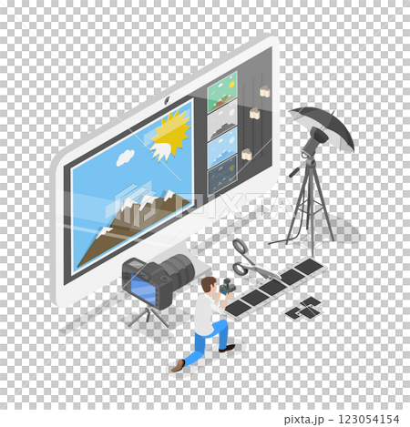 3D Isometric Flat Illustration of Photographer. Item 3 3D Isometric Flat Illustration of Photographer. Item 3 123054154