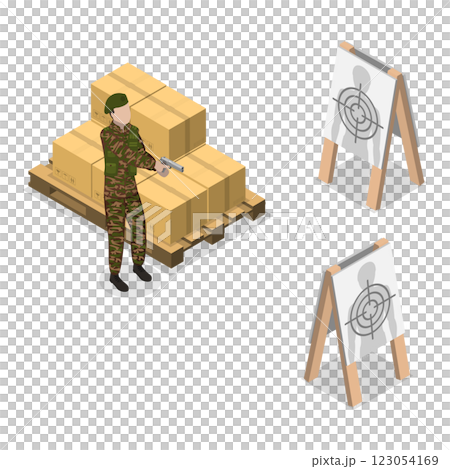 3D Isometric Flat  Illustration of Millitary Force. Item 2 123054169