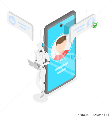 3D Isometric Flat Illustration of GPT Chat. Item 3 3D Isometric Flat Illustration of GPT Chat. Item 3 123054171