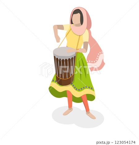 3D Isometric Flat  Set of Traditional Indian Dancers. Item 4 123054174
