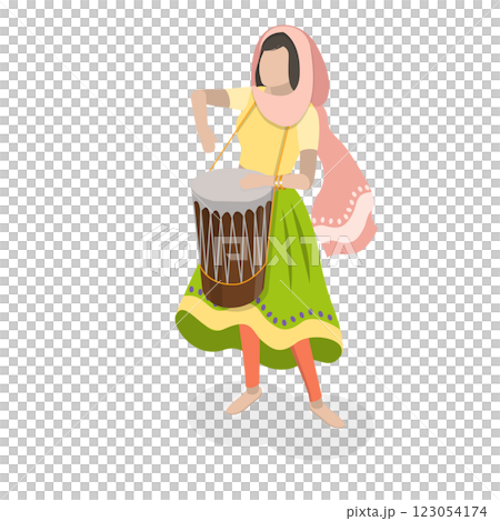 3D Isometric Flat  Set of Traditional Indian Dancers. Item 4 123054174