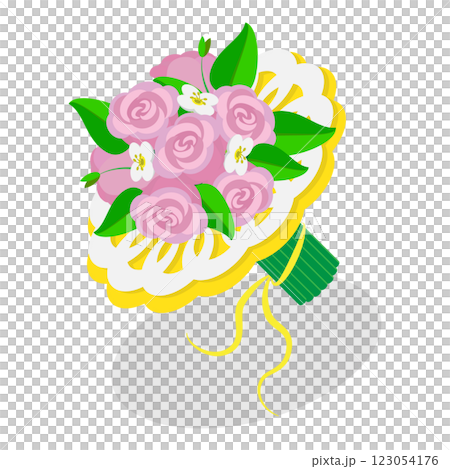 3D Isometric Flat  Set of Wedding Elements. Item 2 123054176