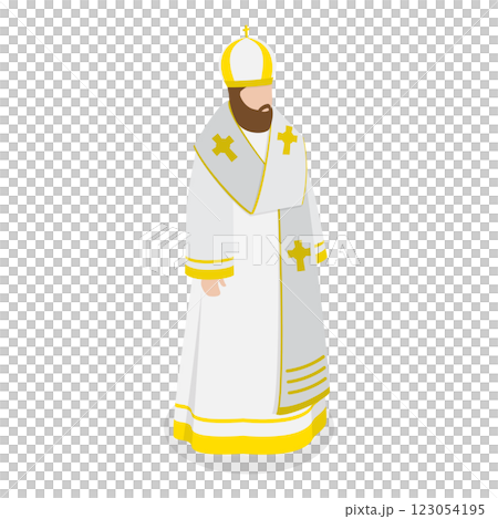 3D Isometric Flat  Set of Religious Leaders. Item 2 3D Isometric Flat  Set of Religious Leaders. Item 2 123054195
