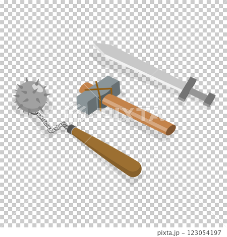 3D Isometric Flat  Set of Vikings Simbols. Item 4 123054197