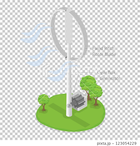 3D Isometric Flat  Illustration of Horizontal Vs Vertical Axis Wind Turbine. Item 1 123054229