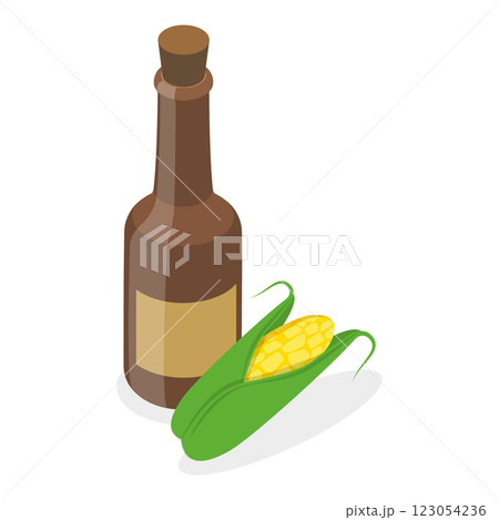 3D Isometric Flat  Set of Oil Bottles. Item 3 123054236