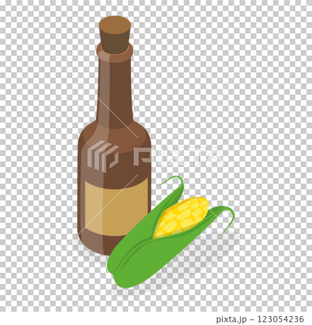 3D Isometric Flat  Set of Oil Bottles. Item 3 123054236