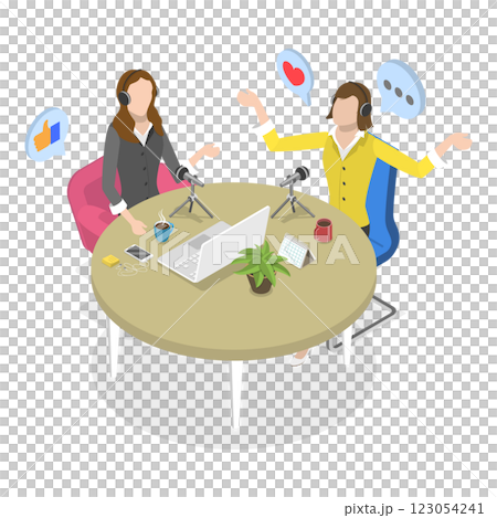 3D Isometric Flat Illustration of Podcast Making. Item 2 3D Isometric Flat Illustration of Podcast Making. Item 2 123054241
