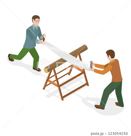 3D Isometric Flat  Illustration of Timber Industry. Item 2 123054250