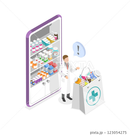 3D Isometric Flat Illustration of Pharmacy Store. Item 2 3D Isometric Flat Illustration of Pharmacy Store. Item 2 123054275
