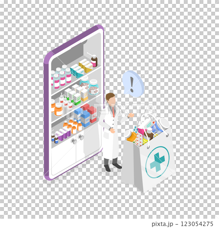 3D Isometric Flat Illustration of Pharmacy Store. Item 2 3D Isometric Flat Illustration of Pharmacy Store. Item 2 123054275