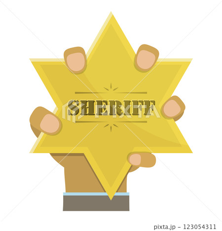 Mans Hand Holding Different Badges.. Item 4 123054311