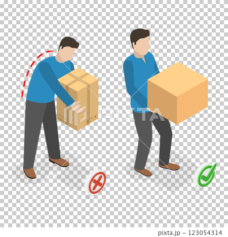 3D Isometric Flat  Illustration of How To Carry Heavy Goods. Item 2 123054314