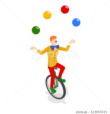 3D Isometric Flat  Set of Circus Characters. Item 5 123054315