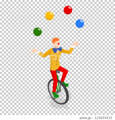 3D Isometric Flat  Set of Circus Characters. Item 5 123054315
