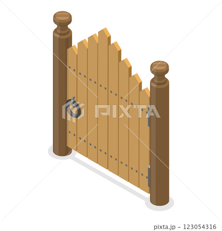 3D Isometric Flat Set of Terrace Fences and Gates. Item 4 3D Isometric Flat Set of Terrace Fences and Gates. Item 4 123054316
