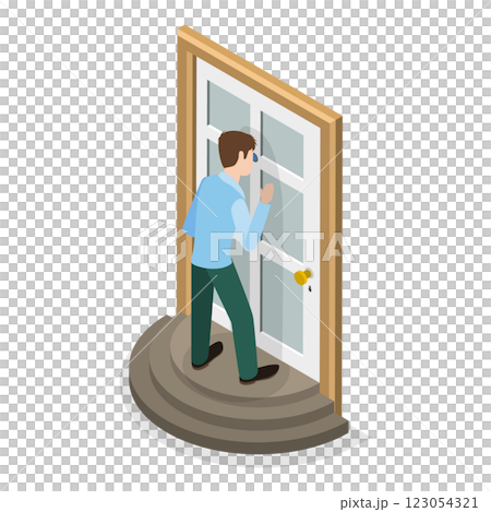 3D Isometric Flat  Set of Peeking People. Item 1 123054321