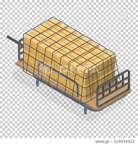 3D Isometric Flat  Set of Car Roof Storage. Item 3 123054322