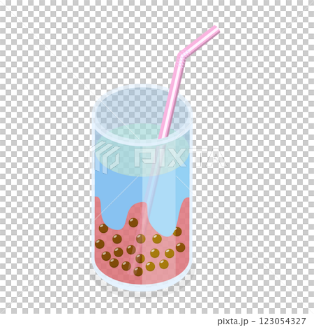 3D Isometric Flat  Set of Bubble Tea. Item 4 123054327