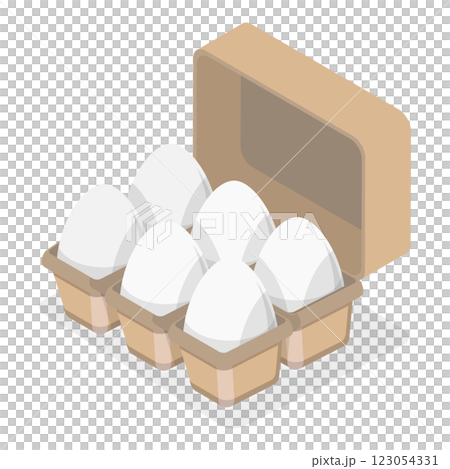 3D Isometric Flat Set of Chicken Eggs. Item 4 3D Isometric Flat Set of Chicken Eggs. Item 4 123054331