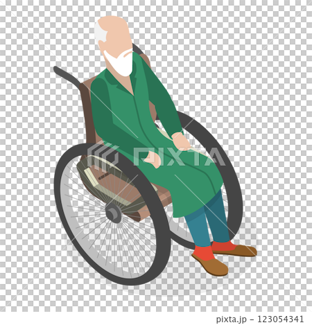 3D Isometric Flat  Set of Disabled Senior People. Item 5 123054341