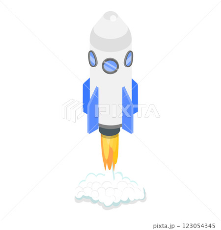 3D Isometric Flat  Set of Spacecraft Shuttles and Satellites. Item 5 123054345