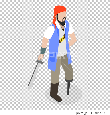 3D Isometric Flat  Set of Marine Pirates. Item 2 123054348