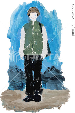 山を背景にした男性 山を背景にした男性 123054685