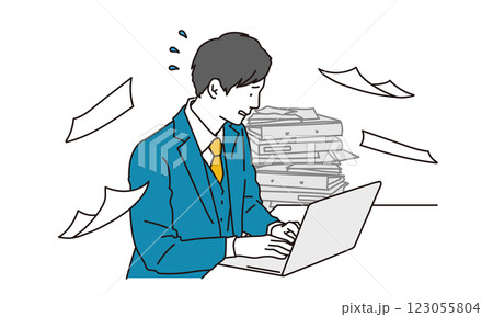 激務の仕事をするビジネスマン 123055804