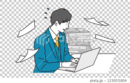 激務の仕事をするビジネスマン 123055804