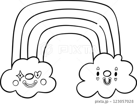 Clown Rainbow Outline Hand Drawn Clown Rainbow Outline Hand Drawn 123057028
