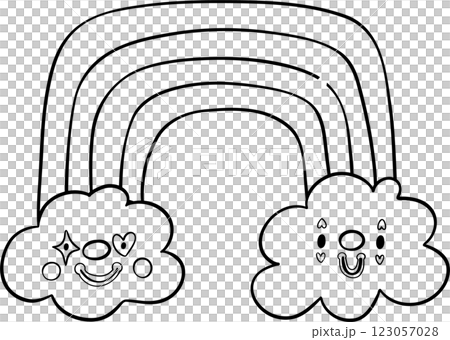Clown Rainbow Outline Hand Drawn 123057028