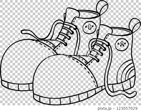 Clown Shoes Outline Doodle 123057029