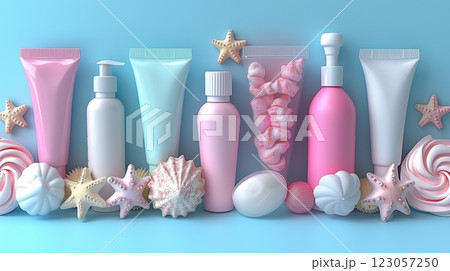 Beauty concept with skincare product tubes of cream 123057250