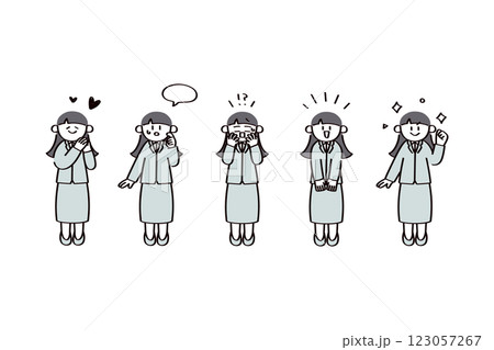 スーツの女性のイラストセット スーツの女性のイラストセット 123057267