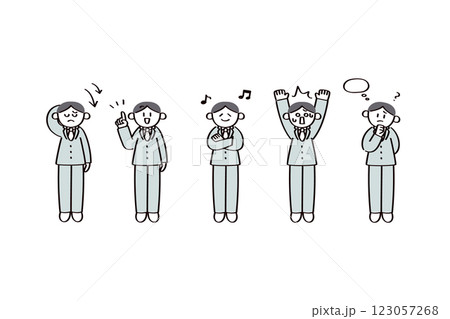 スーツの男性のイラストセット スーツの男性のイラストセット 123057268