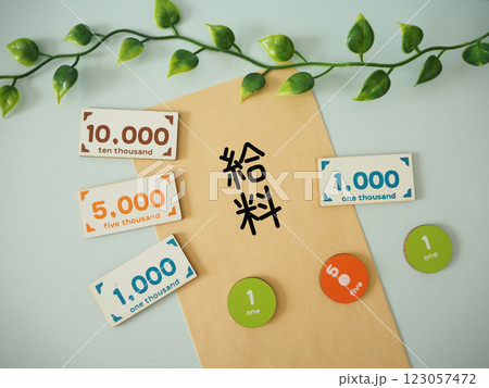封筒に給料の文字 お金イメージ 封筒に給料の文字 お金イメージ 123057472