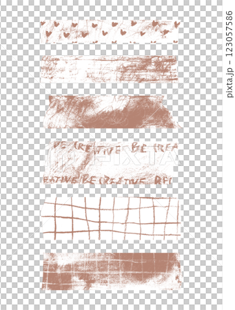 Grunge decorative tape mini washi sticker hand drawn decoration. Set of mocha mousse patterned washi tape strips 123057586