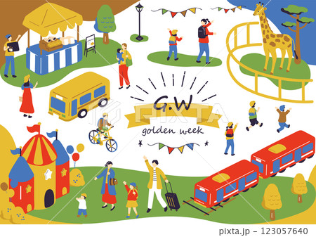 ゴールデンウィークを楽しむ人達 123057640