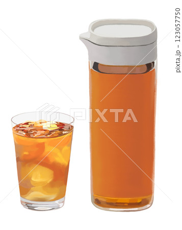 麦茶（ポットとコップ） 123057750
