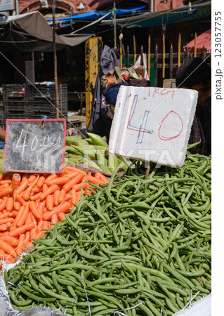 インド_野菜や果物を売る露天商の風景 123057755