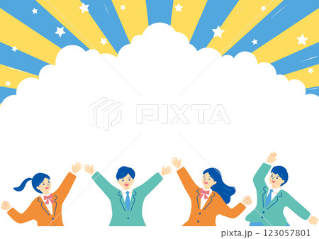 盛り上がる制服の学生たち 盛り上がる制服の学生たち 123057801