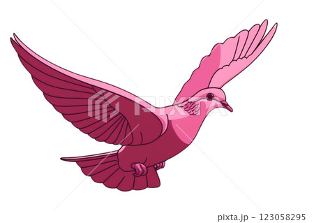 3d coquette flying dove illustration bird pink  on transparency background PNG 123058295