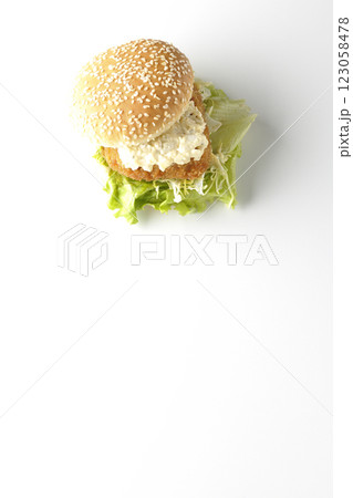 タルタルフィッシュバーガーを白背景で撮影 タルタルフィッシュバーガーを白背景で撮影 123058478