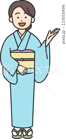 案内する着物姿の若い女性のイラスト 案内する着物姿の若い女性のイラスト 123058499