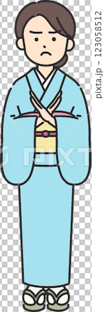 圖：身穿和服的年輕女子做出「NG」手勢 123058512