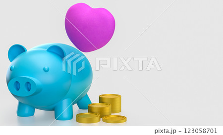 The Piggy Bank and coins for earn or saving concept 3d Rendering. 123058701