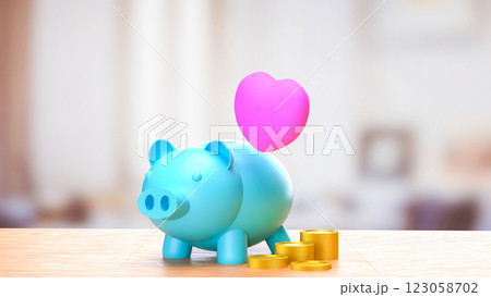 The Piggy Bank and coins for earn or saving concept 3d Rendering. 123058702