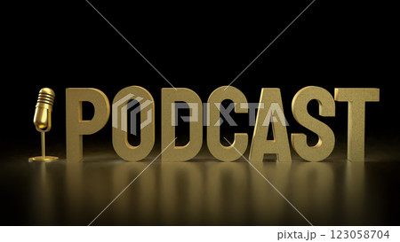 Microphone for  podcast or Radio live concept 3d Rendering. 123058704