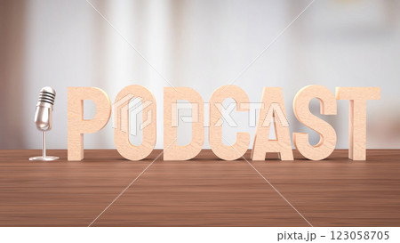 Microphone for  podcast or Radio live concept 3d Rendering. 123058705